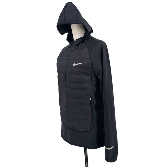 Nike Aeroloft Running Hoodie Jacket S Black Down Fill Lightweight 872371-010 - Picture 10 of 11